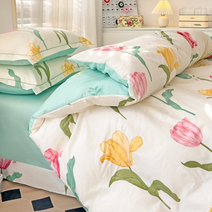 91家纺网 家纺一手货源 找家纺 乐童家纺 2024新款网红直播爆款吊边＋一字绣工艺款四件套-第四波 绵绵花期