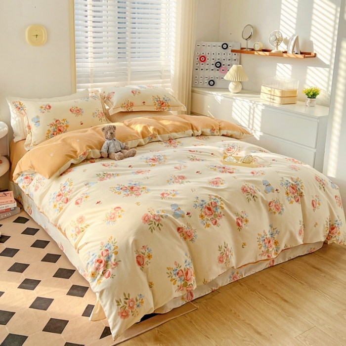 91家纺网 家纺一手货源 找家纺 乐童家纺 2024新款网红直播爆款吊边＋一字绣工艺款四件套-第四波 牡丹亭