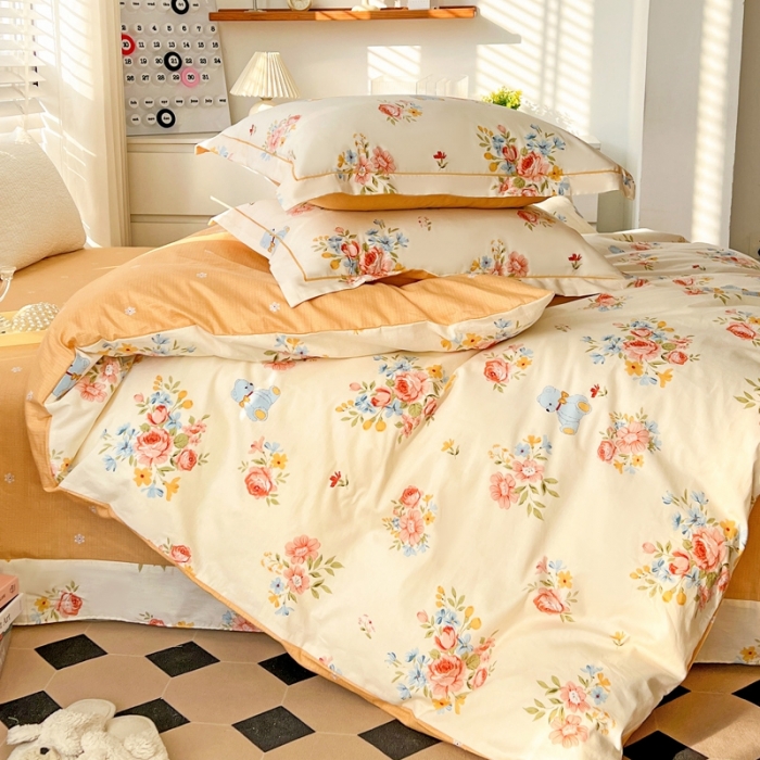 91家纺网 家纺一手货源 找家纺 乐童家纺 2024新款网红直播爆款吊边＋一字绣工艺款四件套-第四波 牡丹亭