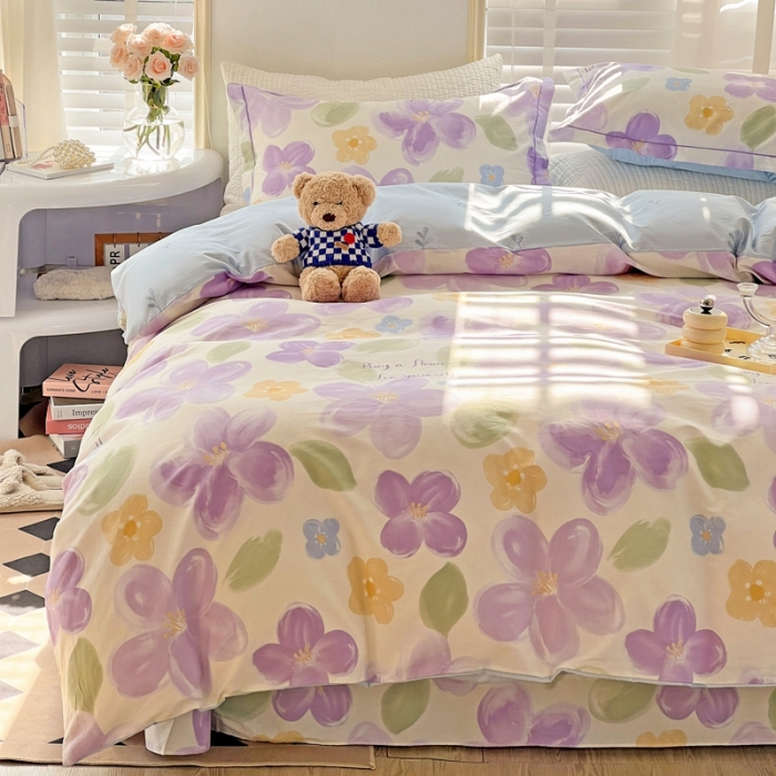 91家纺网 家纺一手货源 找家纺 乐童家纺 2024新款网红直播爆款吊边＋一字绣工艺款四件套-第四波 暖夏