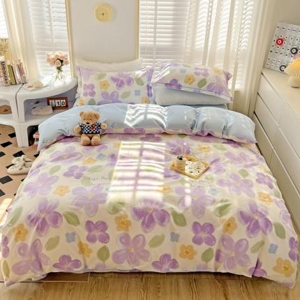 乐童家纺 2024新款网红直播爆款吊边＋一字绣工艺款四件套-第四波 暖夏