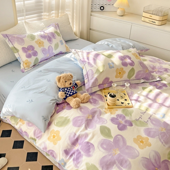 91家纺网 家纺一手货源 找家纺 乐童家纺 2024新款网红直播爆款吊边＋一字绣工艺款四件套-第四波 暖夏