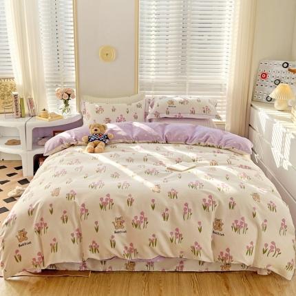 乐童家纺 2024新款网红直播爆款吊边＋一字绣工艺款四件套-第四波 奇趣庄园