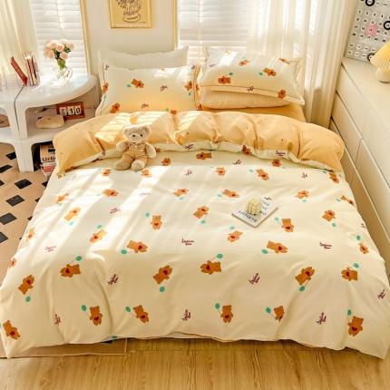 乐童家纺 2024新款网红直播爆款吊边＋一字绣工艺款四件套-第四波 气球熊米