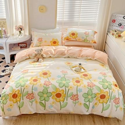 乐童家纺 2024新款网红直播爆款吊边＋一字绣工艺款四件套-第四波 向阳花开