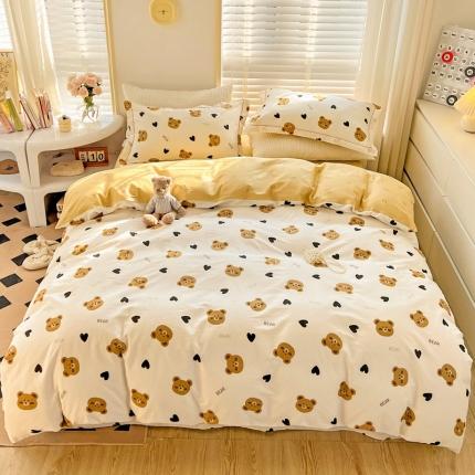 乐童家纺 2024新款网红直播爆款吊边＋一字绣工艺款四件套-第四波 熊圆圆