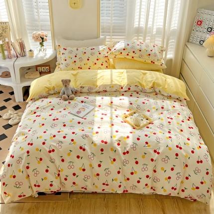 乐童家纺 2024新款网红直播爆款吊边＋一字绣工艺款四件套-第四波 樱桃果