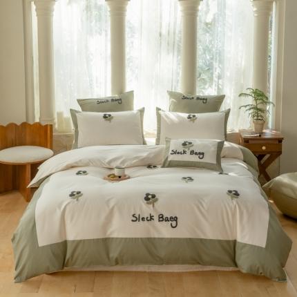 FORTWO 2023新款100高支高密毛巾绣四件套 小绿芽