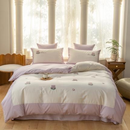 FORTWO 2023新款100高支高密毛巾绣四件套 樱花草