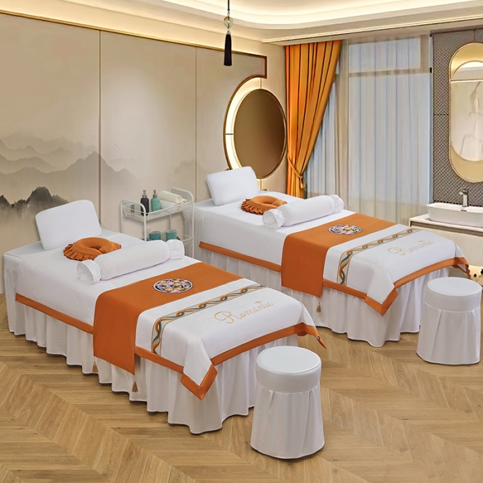 91家纺网 家纺一手货源 找家纺 不打烊家纺 2025新款字母款+绚丽多姿荷兰尼美容床罩 字母款+绚丽多姿-白色