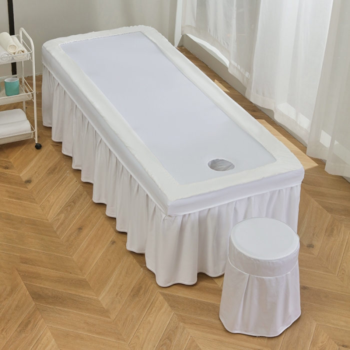 91家纺网 家纺一手货源 找家纺 不打烊家纺 2025新款字母款+绚丽多姿荷兰尼美容床罩 字母款+绚丽多姿-白色