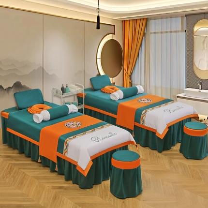 不打烊家纺 2025新款字母款+绚丽多姿荷兰尼美容床罩 字母款+绚丽多姿-孔雀蓝