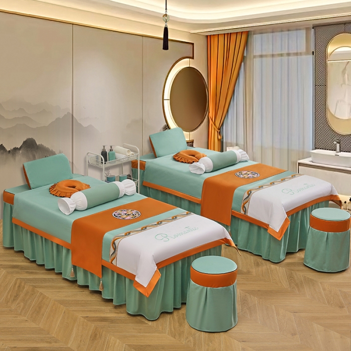 91家纺网 家纺一手货源 找家纺 不打烊家纺 2025新款字母款+绚丽多姿荷兰尼美容床罩 字母款+绚丽多姿-浅绿色