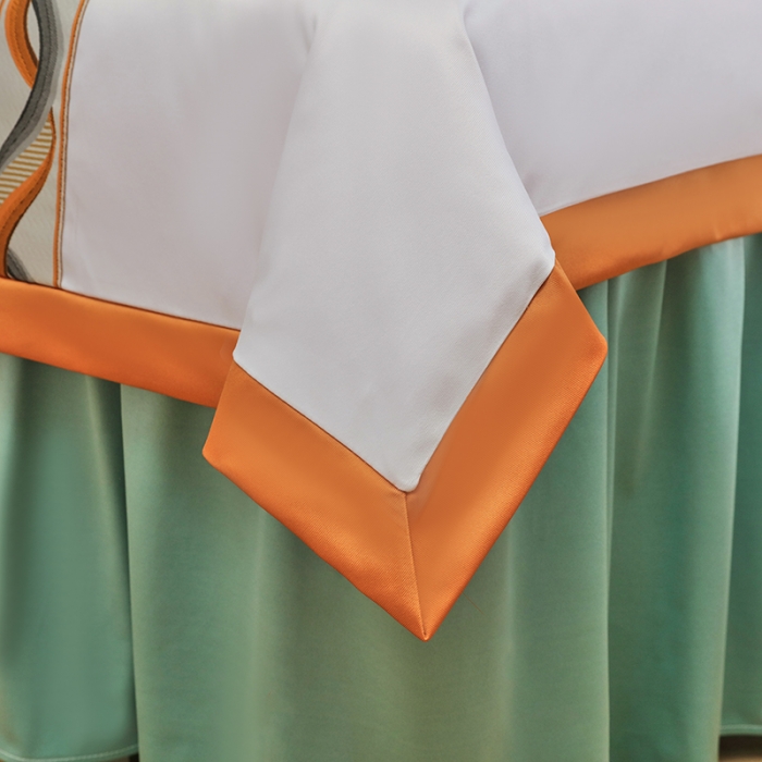 91家纺网 家纺一手货源 找家纺 不打烊家纺 2025新款字母款+绚丽多姿荷兰尼美容床罩 字母款+绚丽多姿-浅绿色加白