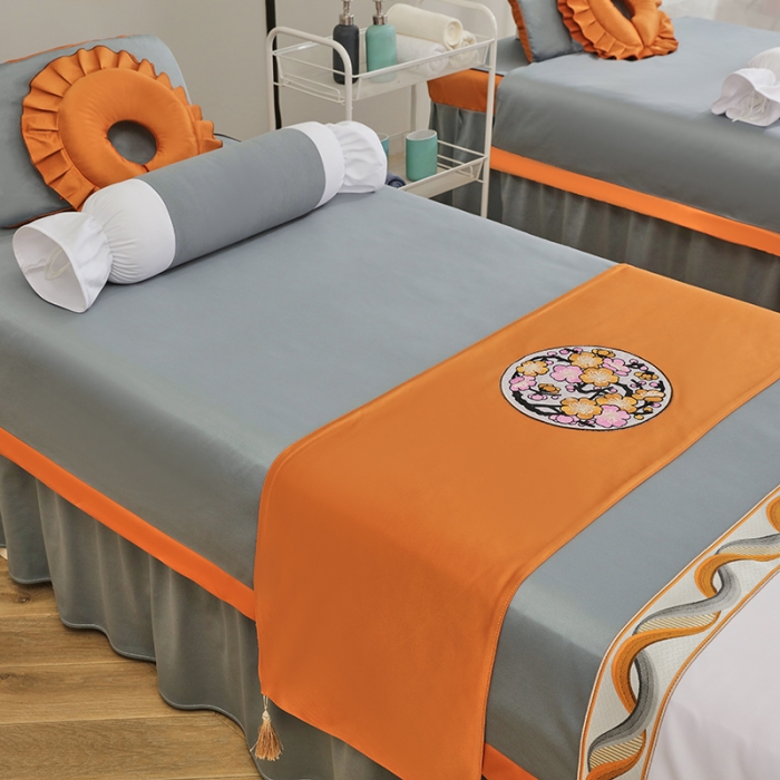 91家纺网 家纺一手货源 找家纺 不打烊家纺 2025新款字母款+绚丽多姿荷兰尼美容床罩 字母款+绚丽多姿-灰色