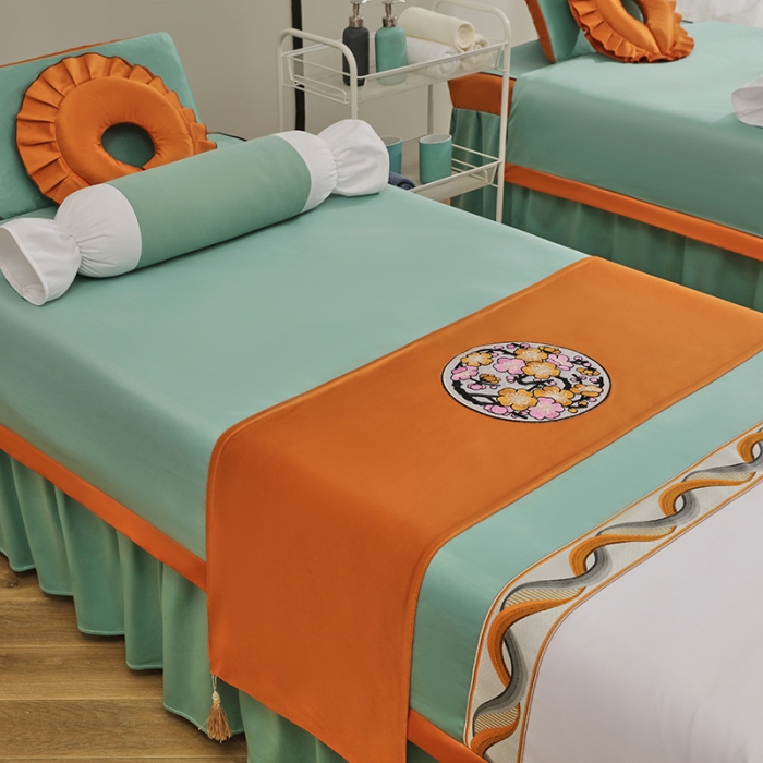 91家纺网 家纺一手货源 找家纺 不打烊家纺 2025新款字母款+绚丽多姿荷兰尼美容床罩 字母款+绚丽多姿-浅绿色