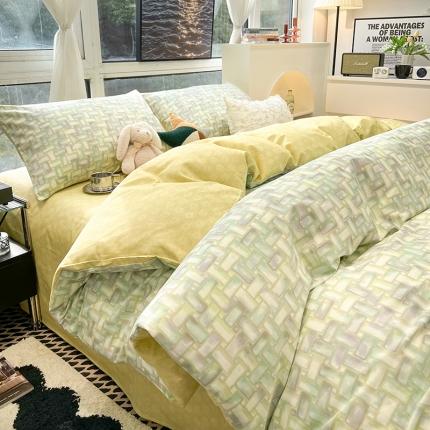 91家纺网 家纺一手货源 找家纺 HL原创 2023新款13070全棉40支简约系列全棉四件套 春意黯然