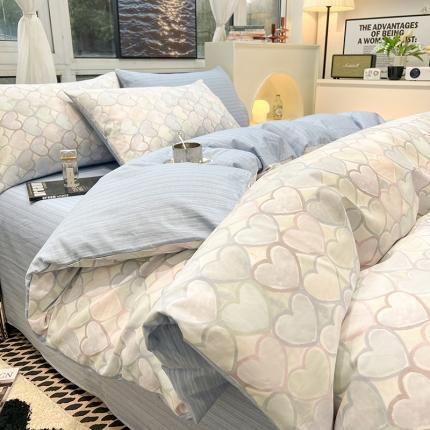 91家纺网 家纺一手货源 找家纺 HL原创 2023新款13070全棉40支简约系列全棉四件套 幸运心