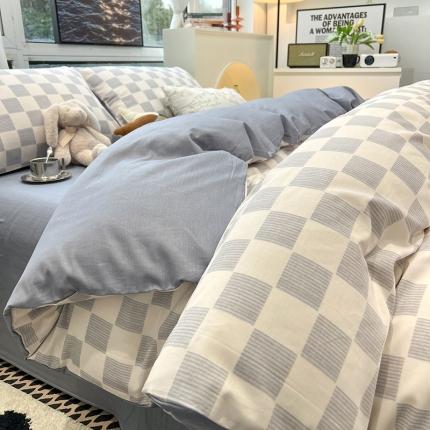 91家纺网 家纺一手货源 找家纺 HL原创 2023新款13070全棉40支简约系列全棉四件套 雅灰