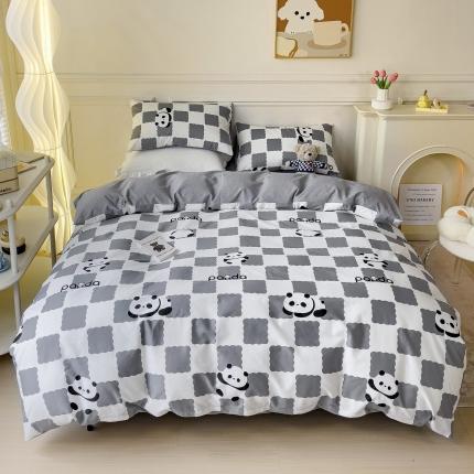 91家纺网 家纺一手货源 找家纺 金丝鸟家纺 2023新款舒适柔软双版全棉斜纹四季可用四件套 宝宝熊灰