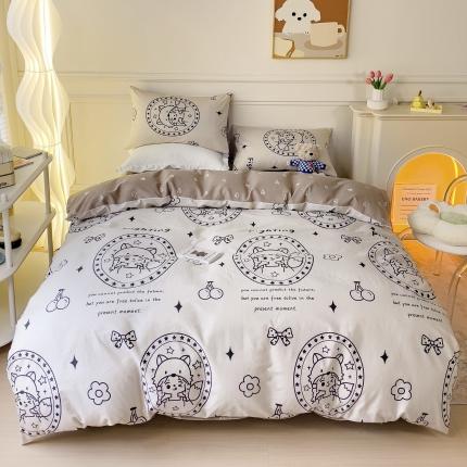 91家纺网 家纺一手货源 找家纺 金丝鸟家纺 2023新款舒适柔软双版全棉斜纹四季可用四件套 加油女孩