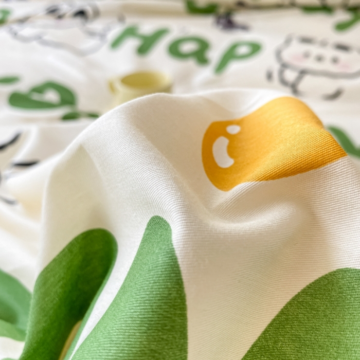 91家纺网 家纺一手货源 找家纺 金丝鸟家纺 2023新款舒适柔软双版全棉斜纹四季可用四件套 波点快乐汪