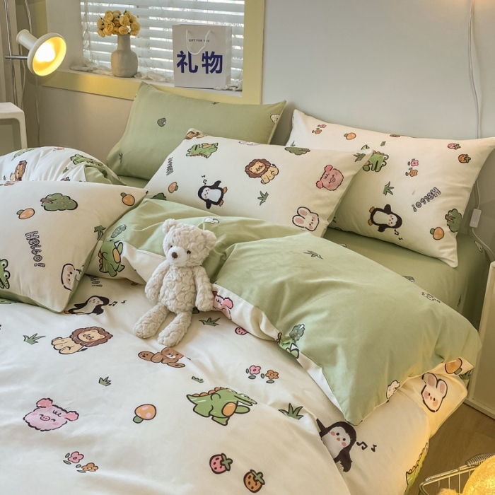 91家纺网 家纺一手货源 找家纺 金丝鸟家纺 2023新款舒适柔软双版全棉斜纹四季可用四件套 宠物园