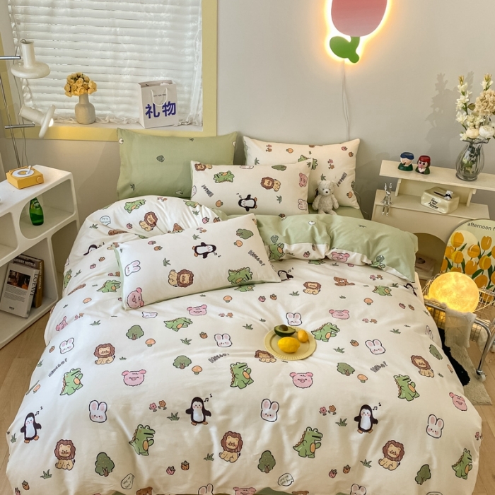 91家纺网 家纺一手货源 找家纺 金丝鸟家纺 2023新款舒适柔软双版全棉斜纹四季可用四件套 宠物园