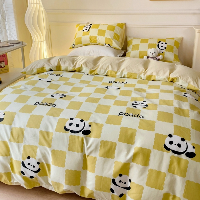 91家纺网 家纺一手货源 找家纺 金丝鸟家纺 2023新款舒适柔软双版全棉斜纹四季可用四件套 宝宝熊黄