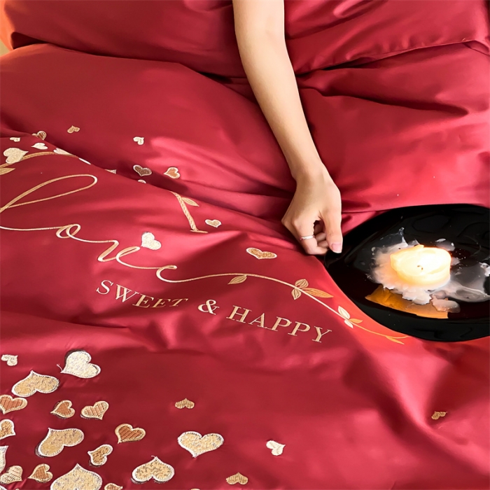 91家纺网 家纺一手货源 找家纺 （总）星野 2023新款春夏新品100支双股澳棉刺绣四件套-梵雅