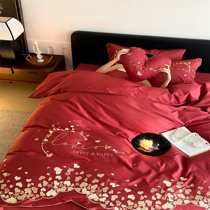 91家纺网 家纺一手货源 找家纺 （总）星野 2023新款春夏新品100支双股澳棉刺绣四件套-梵雅