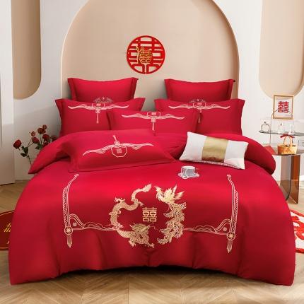 91家纺网 家纺一手货源 找家纺 （总）2025新款亲肤棉刺绣绣花婚庆四件套