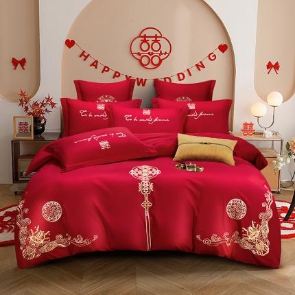 91家纺网 家纺一手货源 找家纺 （总）2025新款亲肤棉刺绣绣花婚庆四件套