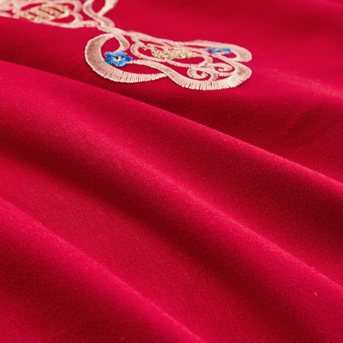 91家纺网 家纺一手货源 找家纺 2025新款亲肤棉刺绣绣花婚庆四件套 喜结良缘