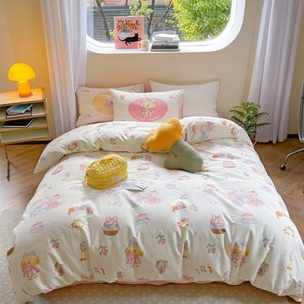 91家纺网 家纺一手货源 找家纺 柚子 2023新款13372精梳棉治 愈系列四件套 精灵舞会