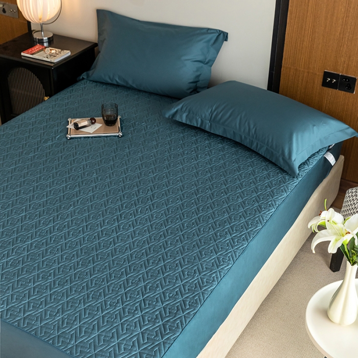 91家纺网 家纺一手货源 找家纺 总小米笠2023新款100支长绒棉夹棉抗菌床笠夹棉床笠四件套款纯色轻奢