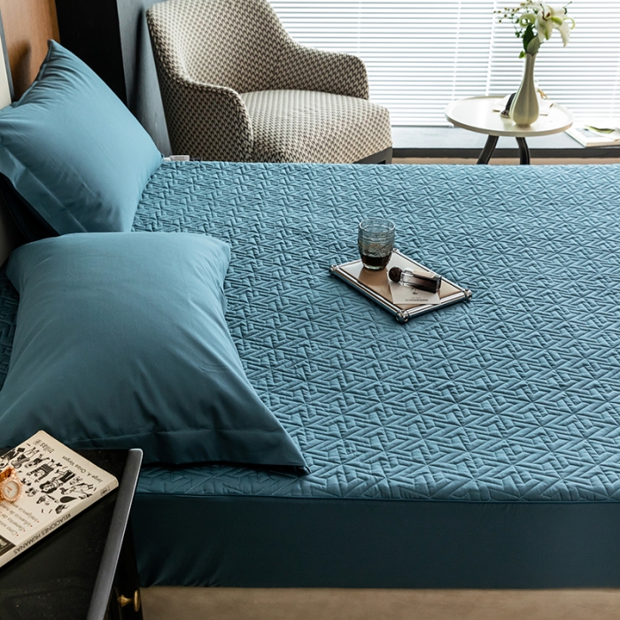 91家纺网 家纺一手货源 找家纺 总小米笠2023新款100支长绒棉夹棉抗菌床笠夹棉床笠四件套款纯色轻奢