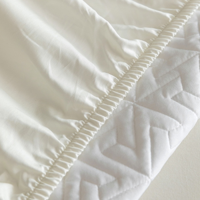 91家纺网 家纺一手货源 找家纺 小米笠 2023新款100支长绒棉夹棉抗菌床笠夹棉床笠四件套款纯色轻奢 米立方-白