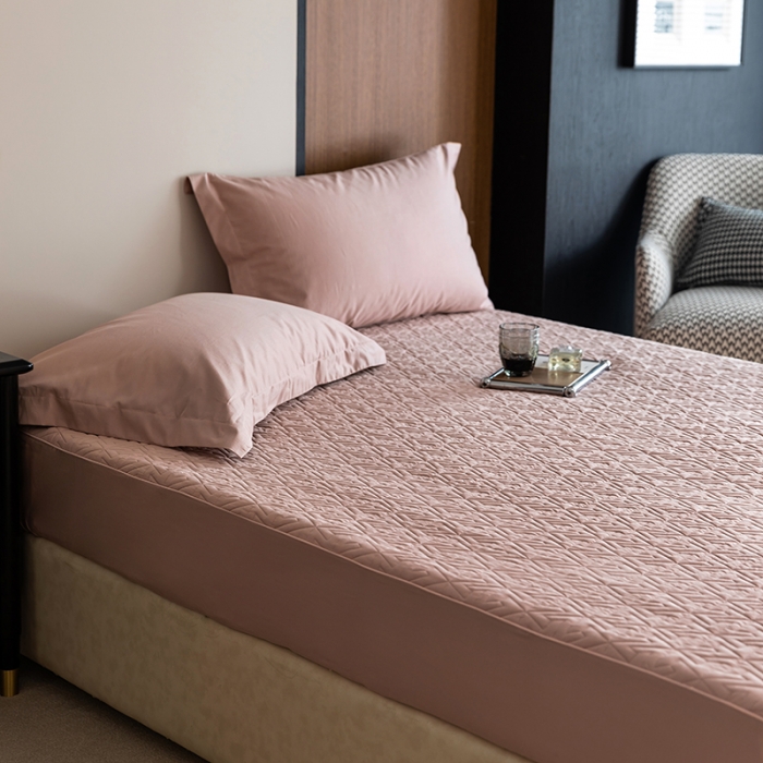 91家纺网 家纺一手货源 找家纺 小米笠 2023新款100支长绒棉夹棉抗菌床笠夹棉床笠四件套款纯色轻奢 米立方-粉