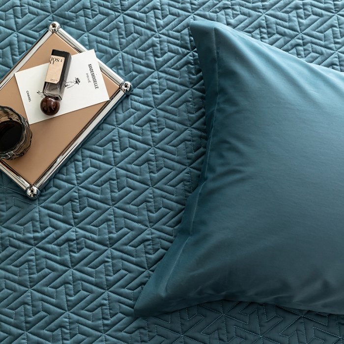 91家纺网 家纺一手货源 找家纺 小米笠 2023新款100支长绒棉夹棉抗菌床笠夹棉床笠四件套款纯色轻奢 米立方-蓝