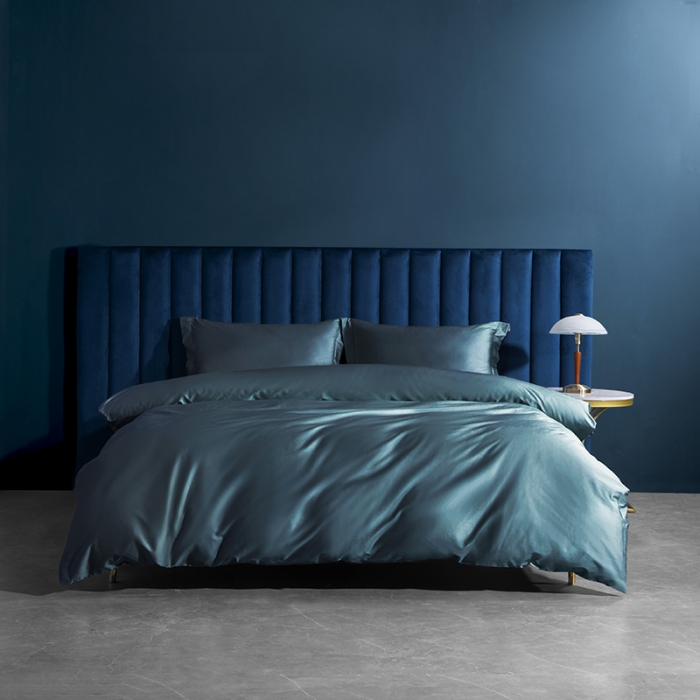 91家纺网 家纺一手货源 找家纺 小米笠 2023新款100支长绒棉夹棉抗菌床笠夹棉床笠四件套款纯色轻奢 米立方-蓝