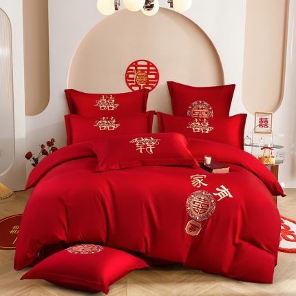 91家纺网 家纺一手货源 找家纺 （总）2025新款亲肤棉刺绣绣花婚庆四件套