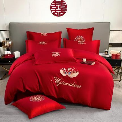 91家纺网 家纺一手货源 找家纺 （总）2025新款亲肤棉刺绣绣花婚庆四件套