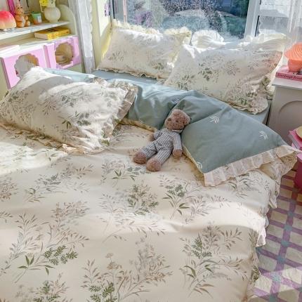 91家纺网 家纺一手货源 找家纺 （总）蓝邻 2023新款全棉印花韩版花边款四件套