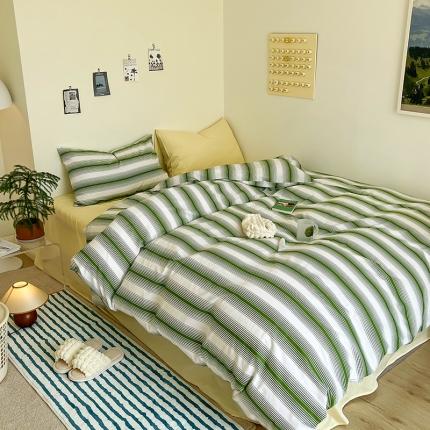 91家纺网 家纺一手货源 找家纺 （总）红馆 2022新品全棉印花40s四件套-条纹系列