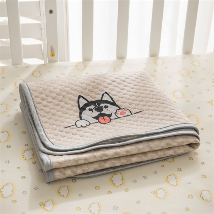 91家纺网 家纺一手货源 找家纺 宅部落 2023新款凉感豆豆儿童凉席 哈士奇-咖色