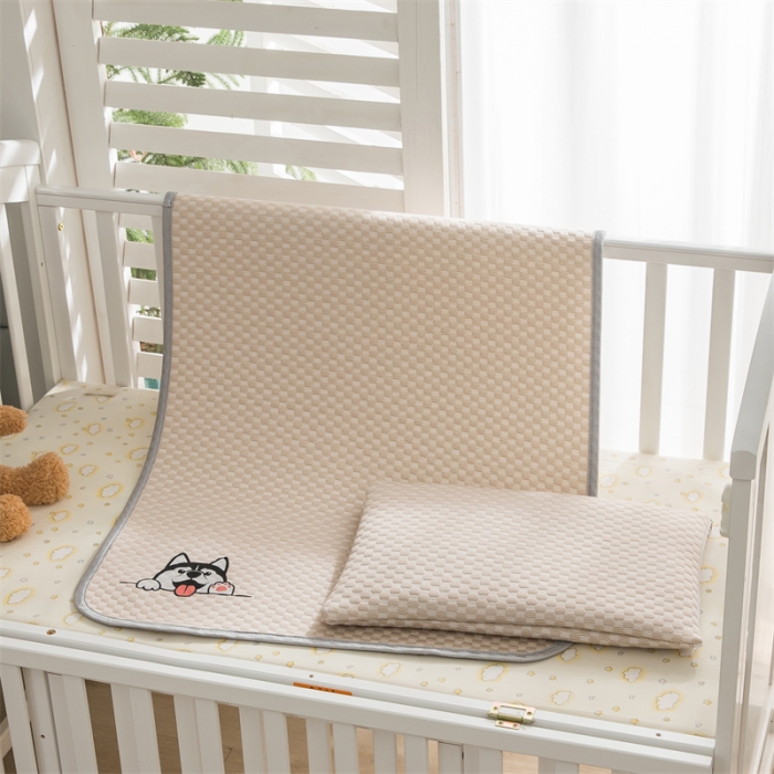 91家纺网 家纺一手货源 找家纺 宅部落 2023新款凉感豆豆儿童凉席 哈士奇-咖色