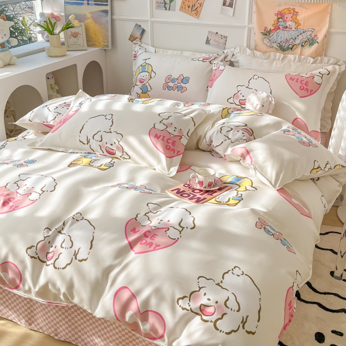 91家纺网 家纺一手货源 找家纺 花伞家居 2024直播网销斜纹加厚磨毛印花植物羊绒四件套 摩托汪