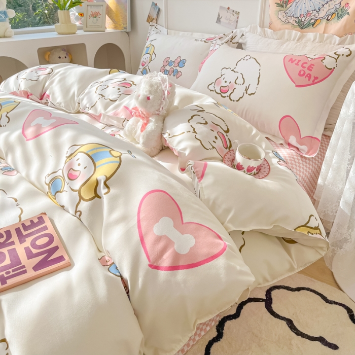 91家纺网 家纺一手货源 找家纺 花伞家居 2024直播网销斜纹加厚磨毛印花植物羊绒四件套 摩托汪