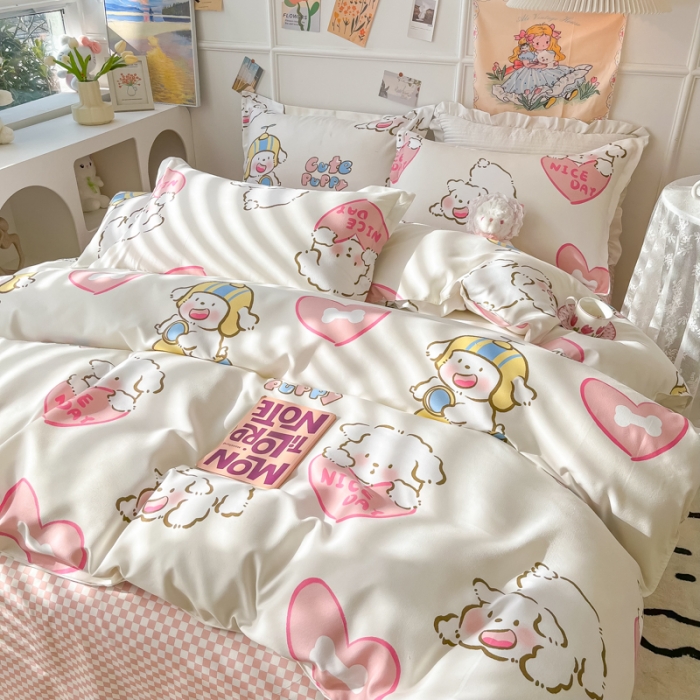 91家纺网 家纺一手货源 找家纺 花伞家居 2024直播网销斜纹加厚磨毛印花植物羊绒四件套 摩托汪